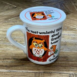 Vintage Grandpa mug with cover - Owls artwork with the cutest retro vibes - nice